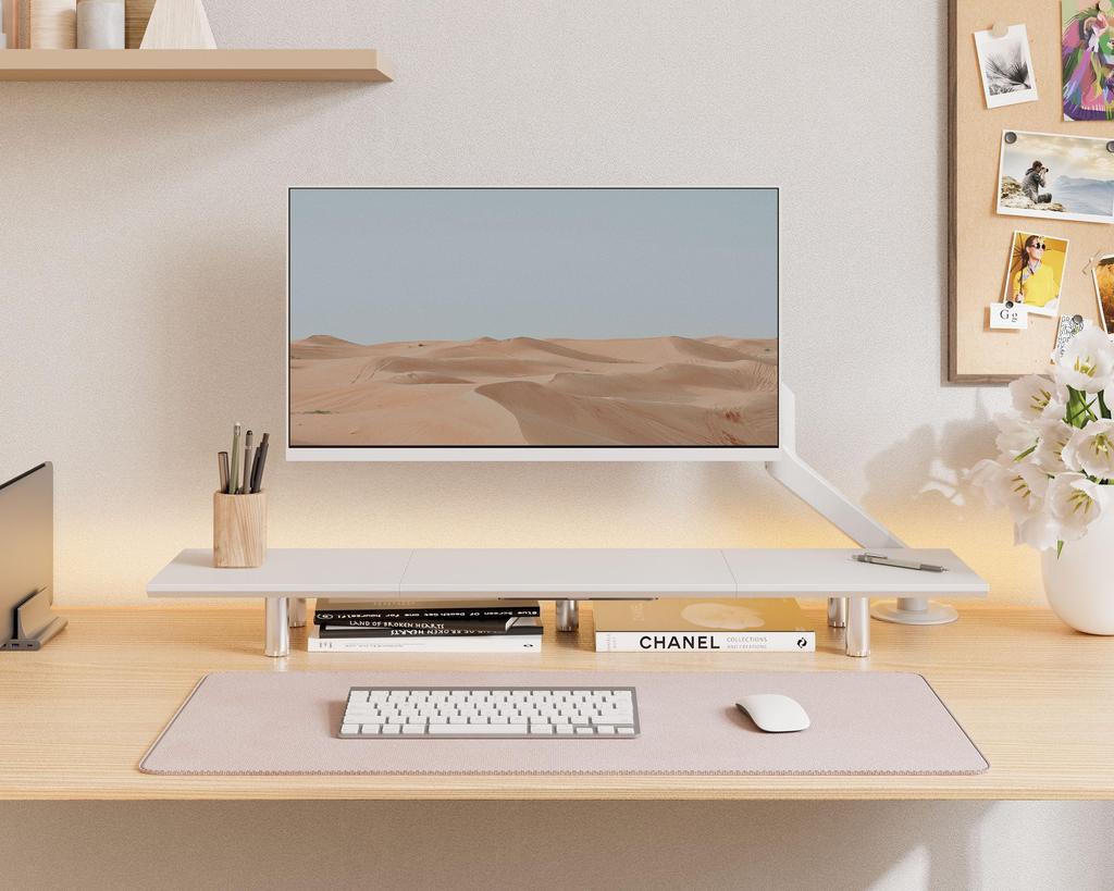 FENGE Monitor Desktop Computer Desktop Rack with Wooden Height for Monitor Desktop PC Monitor Computer Desktop and Organization Stand, Stand,