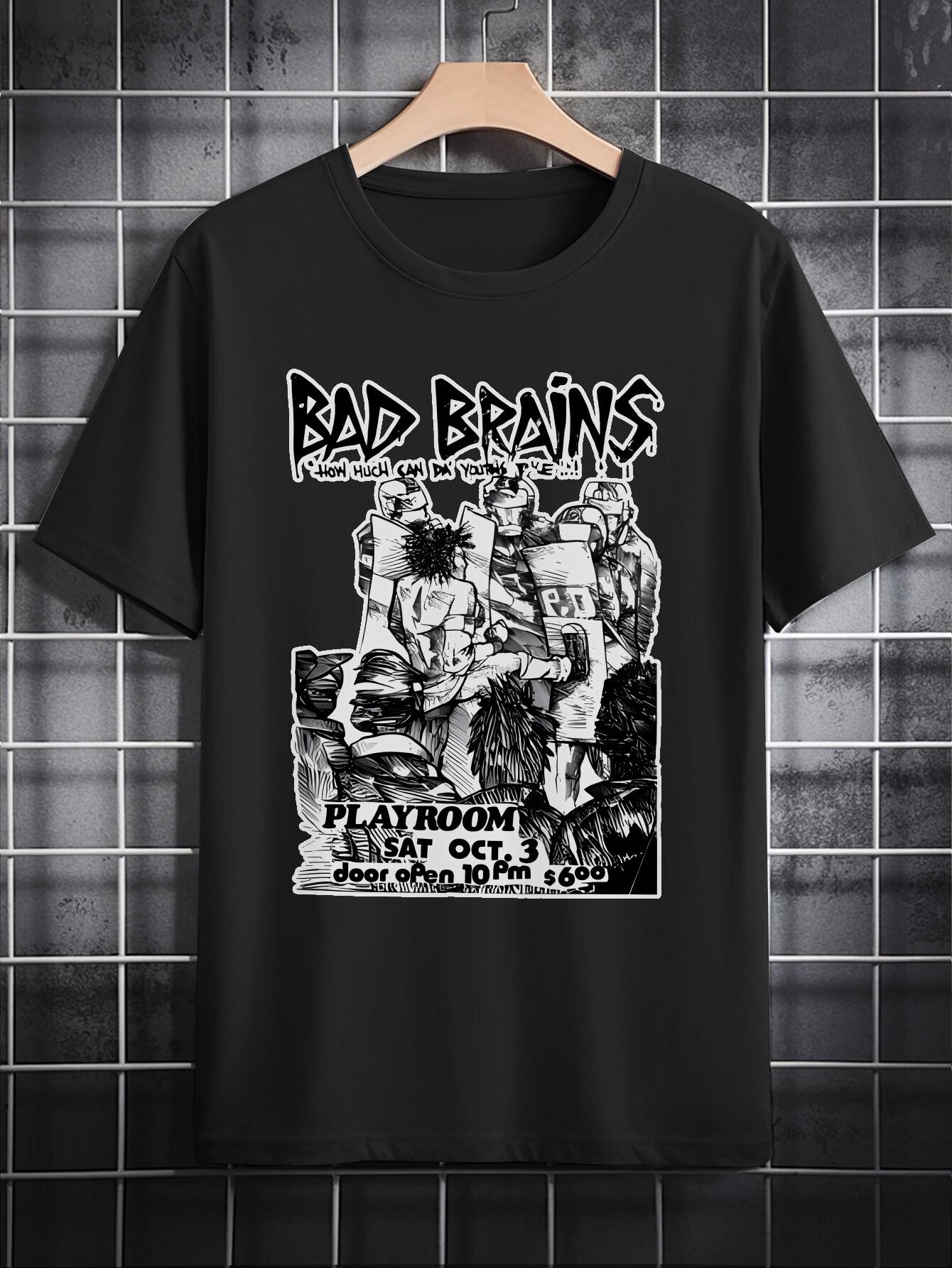 [Bad Brains T-shirt] Soft Black Casual Crew Neck T-shirt with  Bad Brains  3D Print Design | Graphic Tee XXXXL