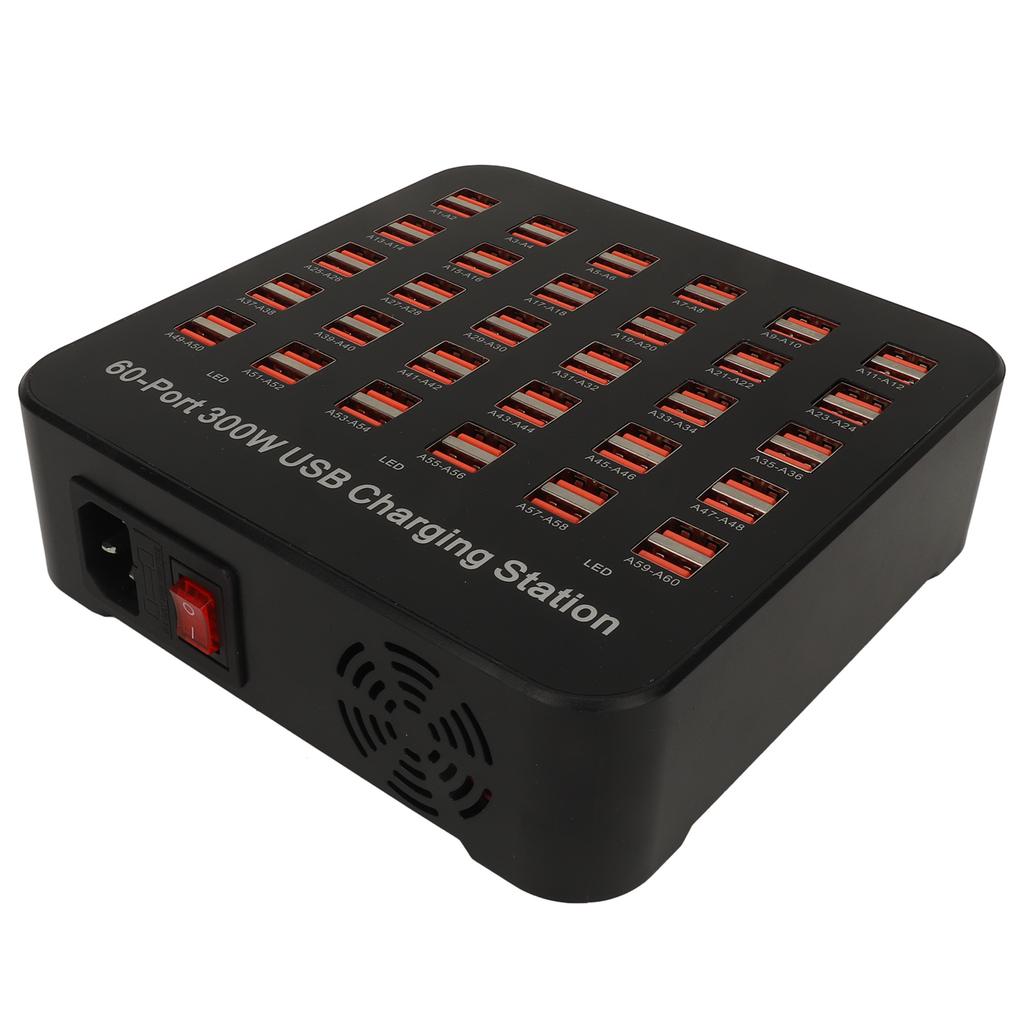 USB Charging Station 60 Ports 300W Fast Charging USB Charger Dock for Phone Tablet