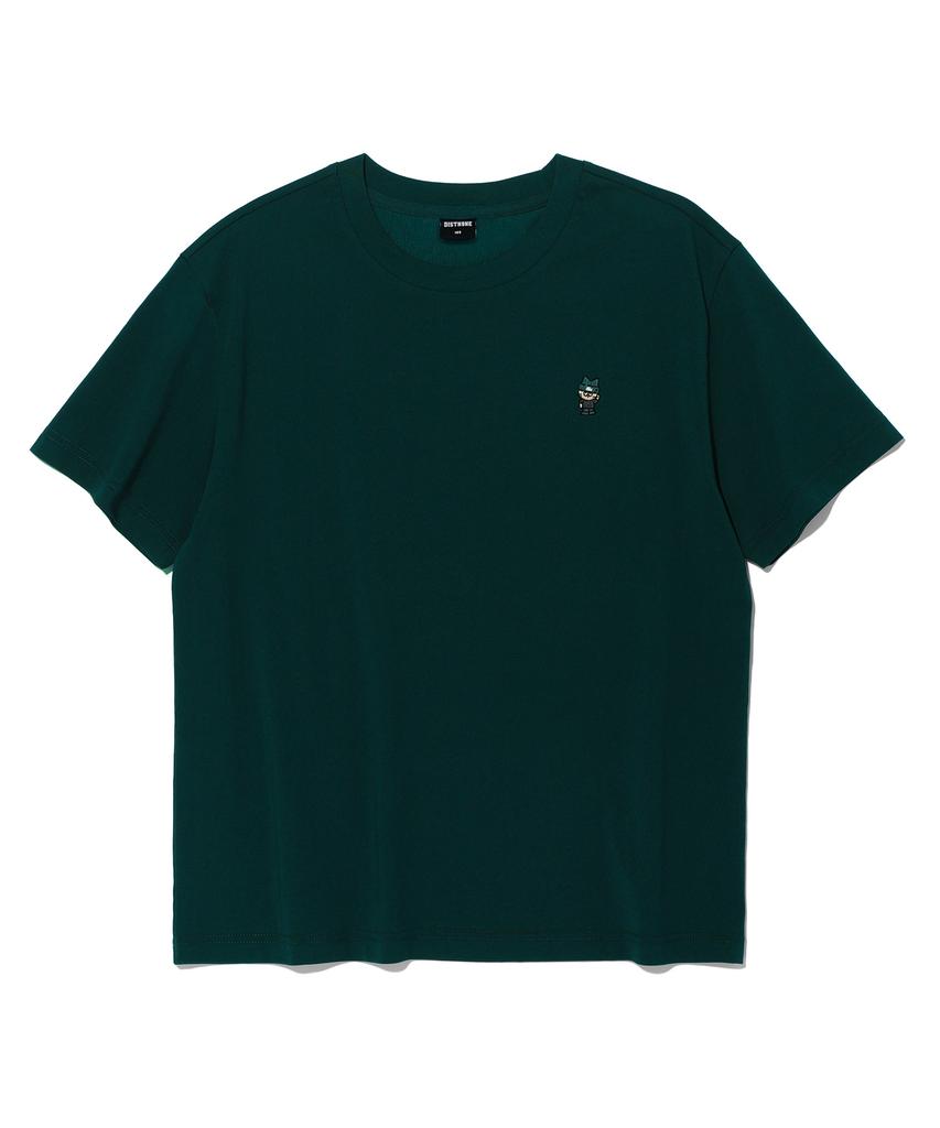 DISTN9NE Basic Small Embroidered Short Sleeve T-Shirt Lq7Tu437_Dark Green