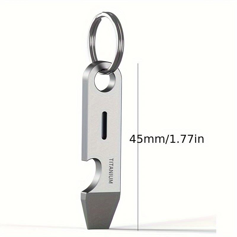 1 Titanium Alloy Keychain Pendant - Multi-Functional EDC Tool with Bottle & Box Opener, Durable Metal Key Ring for Car Keys