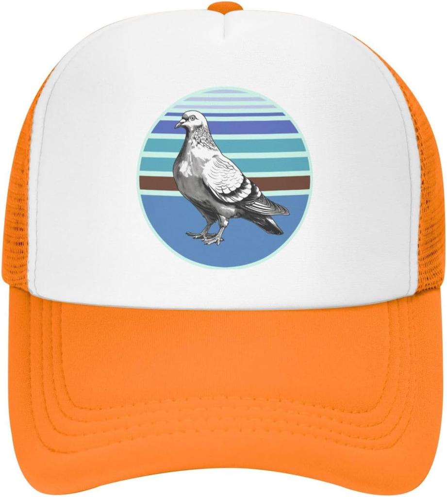 Pigeon Graphic Print Polyester Mesh Trucker Hat Vintage Style Casual Adjustable Baseball Cap for Adults
