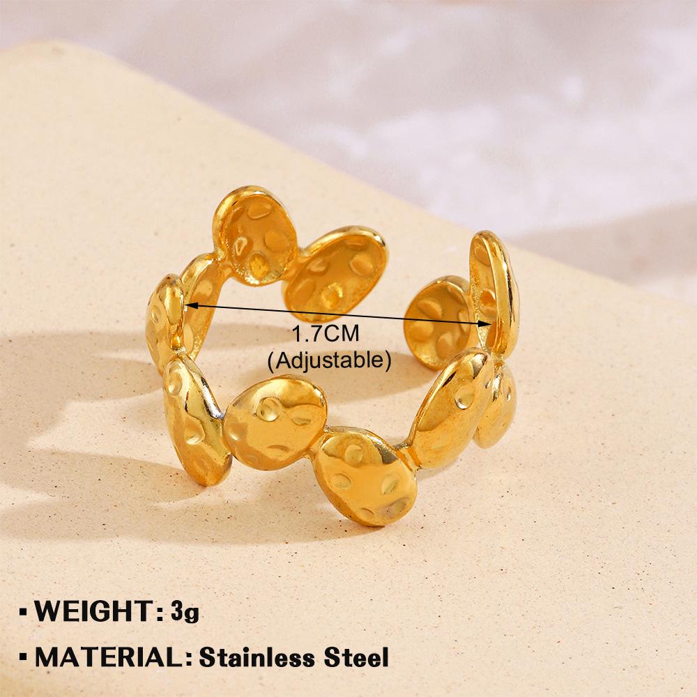 European & American Fashion Stainless Steel Heart-Shaped Geometric Ring - French Retro Style