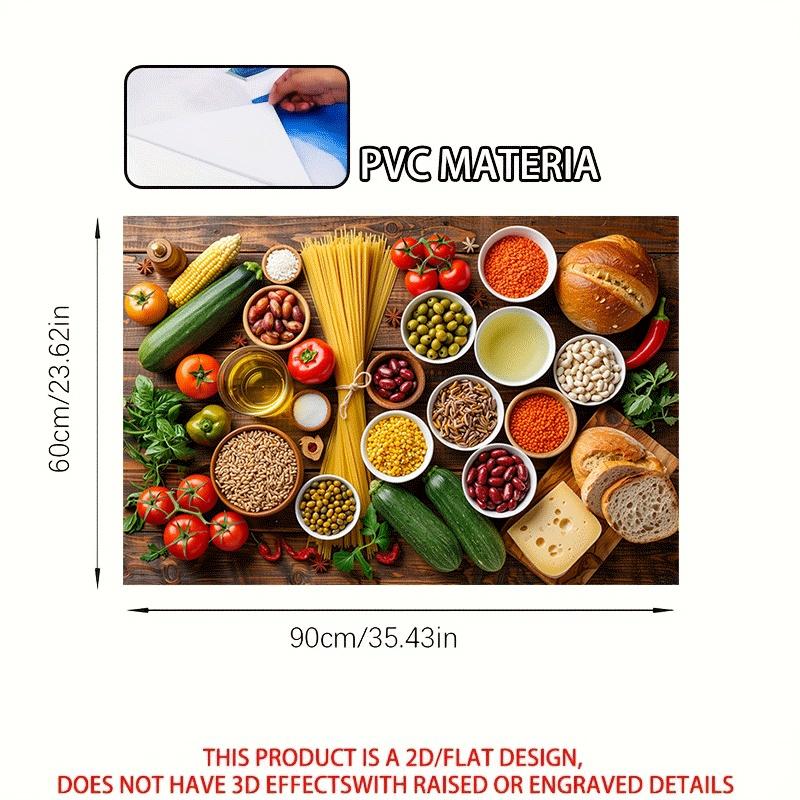 1 Pc 2D Flat Printed Self Adhesive Kitchen Wall Sticker 60 x 90 cm Food and Vegetable Theme for Kitchen Dining Room Decor