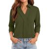 Damen V-Ausschnitt Gestreifte Bluse 3/4 Ärmel Business Casual Oberteil für die Arbeit