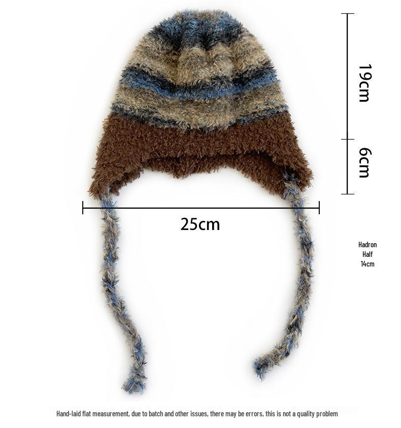 Korean Style Children's Colorful Plush Knit Hat - Soft, Warm Wool with Ear Protection