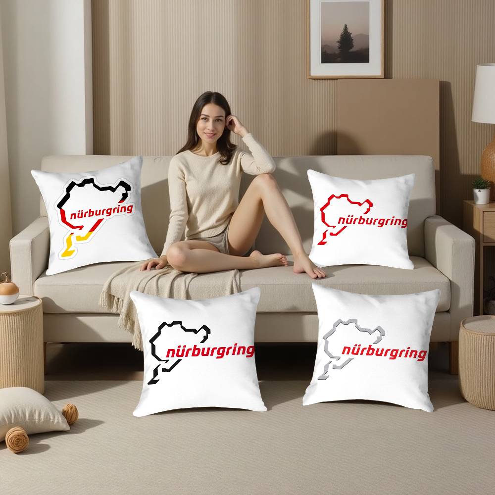 Nurburgring Sport Car Pillow Case Plush Fabric Soft Double Sided Print Sofa Cushion Cover Throw Pillow Covers