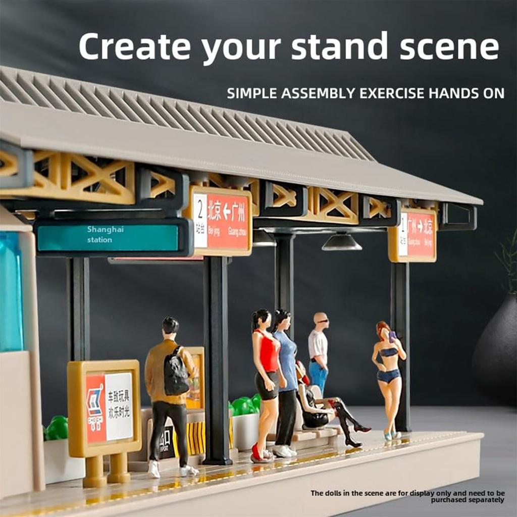 DIY 1/64 Scale Metro Station Model Unassembly Kit Miniature Building Scene Railway Diorama Sand Table Accessories Layout