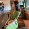 Elegant Women's 2025 French-Style Knit Dress: Summer Retro Socialite Waist-Cinching Design