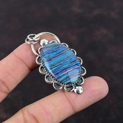 Rainbow Calsilica Pendant 925 Sterling Silver Pendant Handmade Jewelry Wonderful Pendant Real Gemstone Jewelry Gift For Mom Designer Pendant