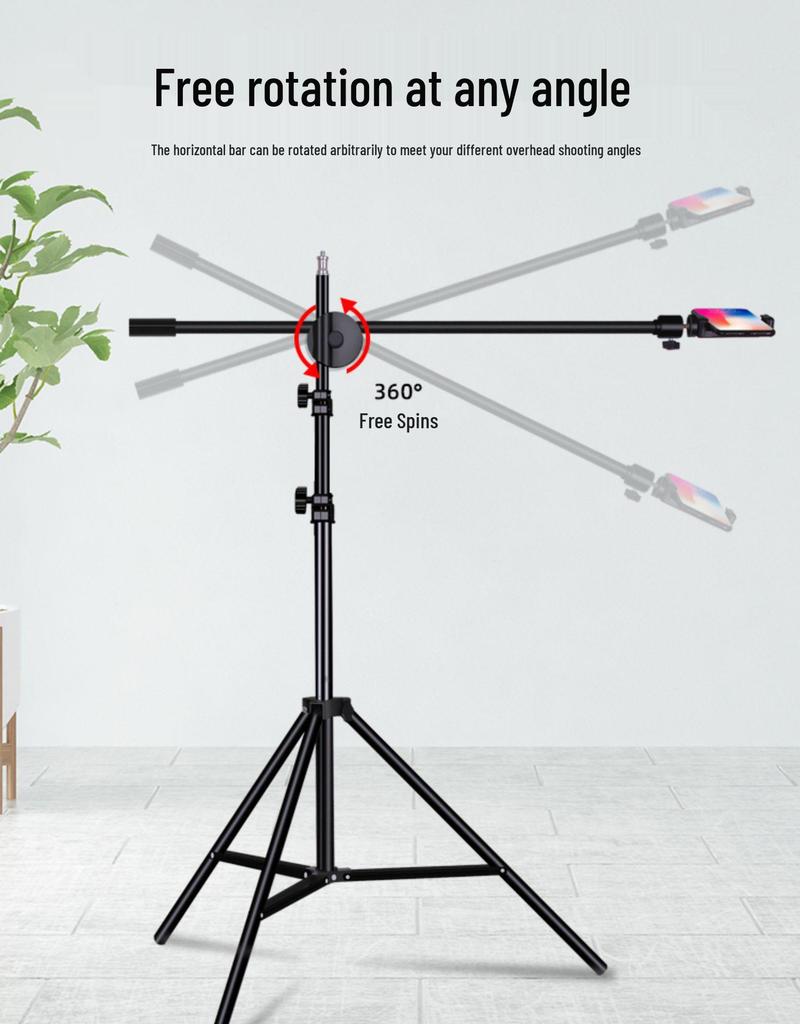 Adjustable Desktop Tripod with Fill Light for Top-Down Live Streaming, Photography, and Video Recording