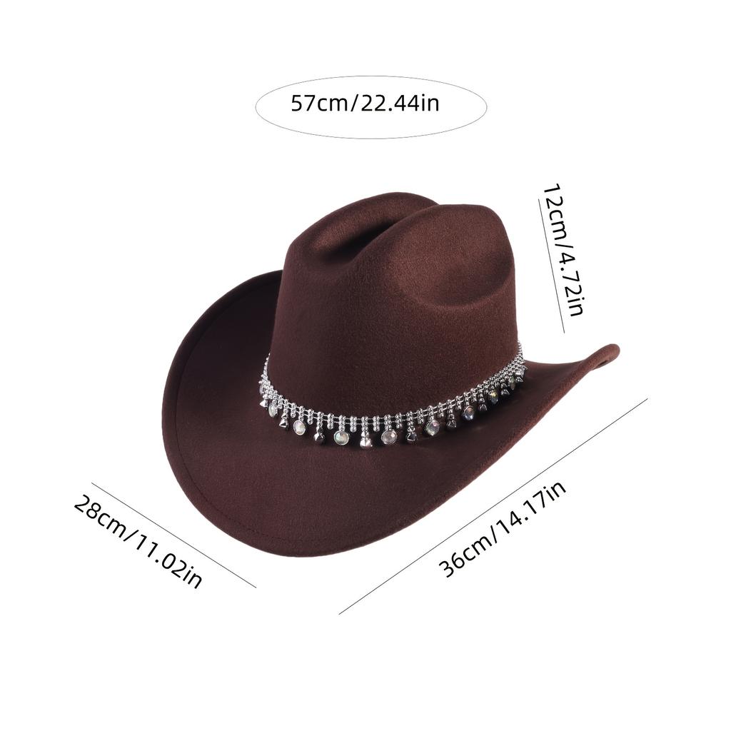 1Women's Sparkling Rhinestone Decorated Cowboy Hat Western Style Sequin Rhinestone Cowboy Hat Suitable for Parties and Daily Use