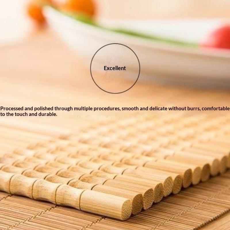 Natural Healthy Bamboo Chopsticks 10 Pairs Reusable Carbonized Non-slip for Sushi Japanese Cuisine Use