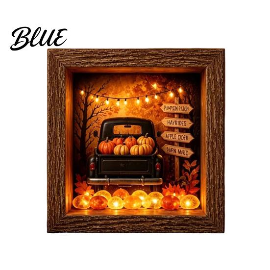 Gothic Shadow Box Night Light DIY Lighted Halloween Ghost Kit Wooden Frame LED Warm Light 3D Picture Craft Kit Memory with Crystal Glass Panel,