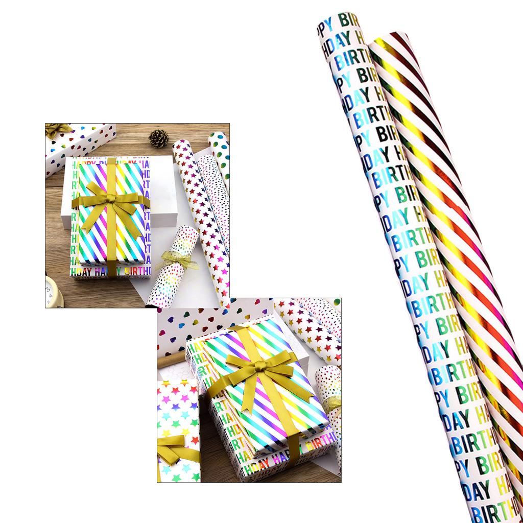 Multipurpose Vibranting Birthday Party Wrapping Paper Set Unique Designs Small Rolls for Presents Craft Supplies