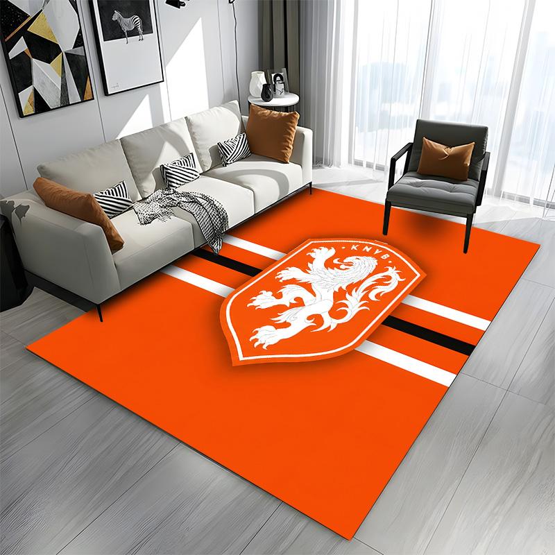 "Orange Lion Emblem with KNVB Crest" Patterned carpet a non slip rug suitable for all seasons and any setting, gift