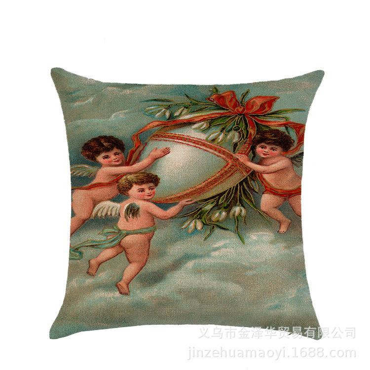 Watercolor Bunny Egg Easter Pillow Cover Nordic Office Sofa Polyester Cushion Cover Home Furnishings