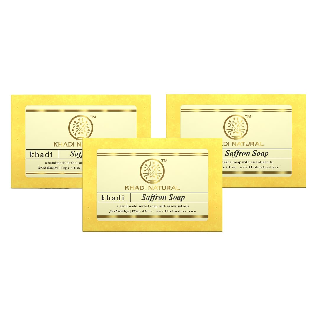 

Khadi Natural Saffron Soap 125 g X Pack Of 3 Deep Moisturizing Skin Brightening Bar For Natural Glow All Skin Types