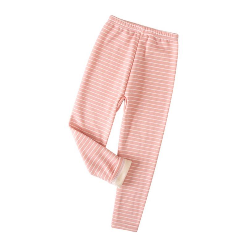 

2-11 років, зимові теплі легінси для дівчаток, флісові штани в смужку 120 рожевий