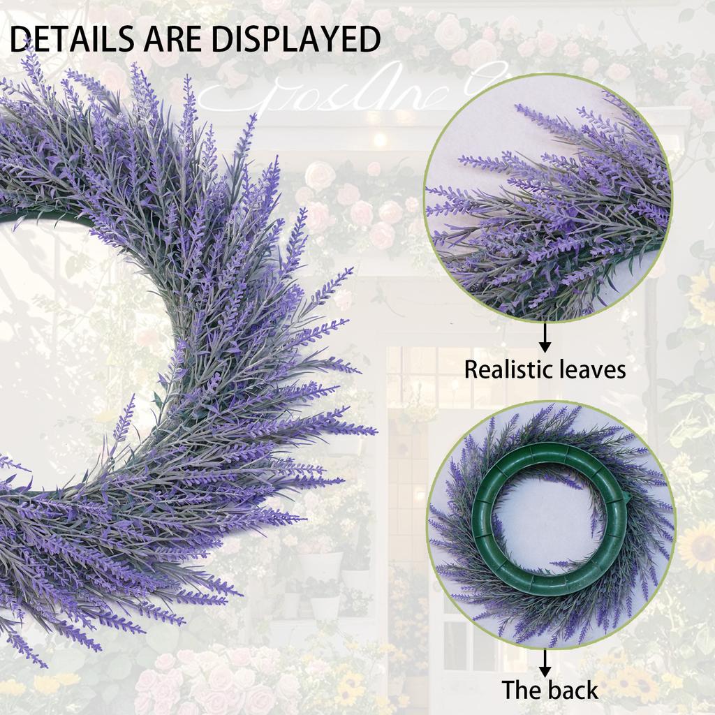 Lavender Wreath 50Cm Spring And Summer Wreath Is Suitable For Door Decoration, Interior Decoration, Wedding Shooting Props