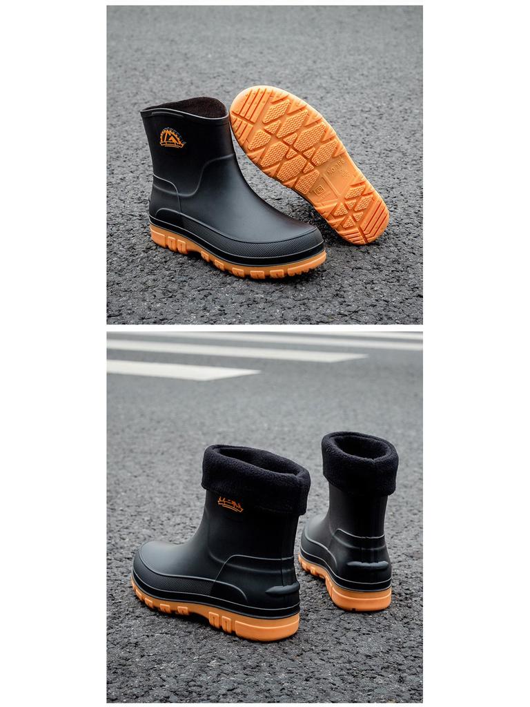 Men's Waterproof Non-slip Rubber Ankle Boots - Korean Style Slip-on Shoes