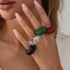 DIEZI Hip Hop Acrylic Resin Finger Rings For Women Men Punk Fashion Vintage 4 Colors Geometric Knuckle Joint Ring Jewelry