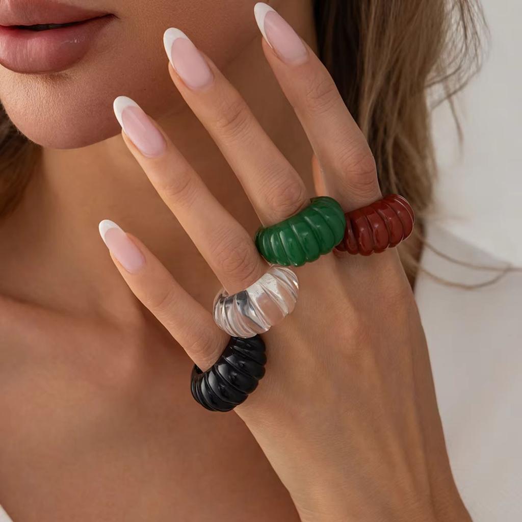 DIEZI Hip Hop Acrylic Resin Finger Rings For Women Men Punk Fashion Vintage 4 Colors Geometric Knuckle Joint Ring Jewelry