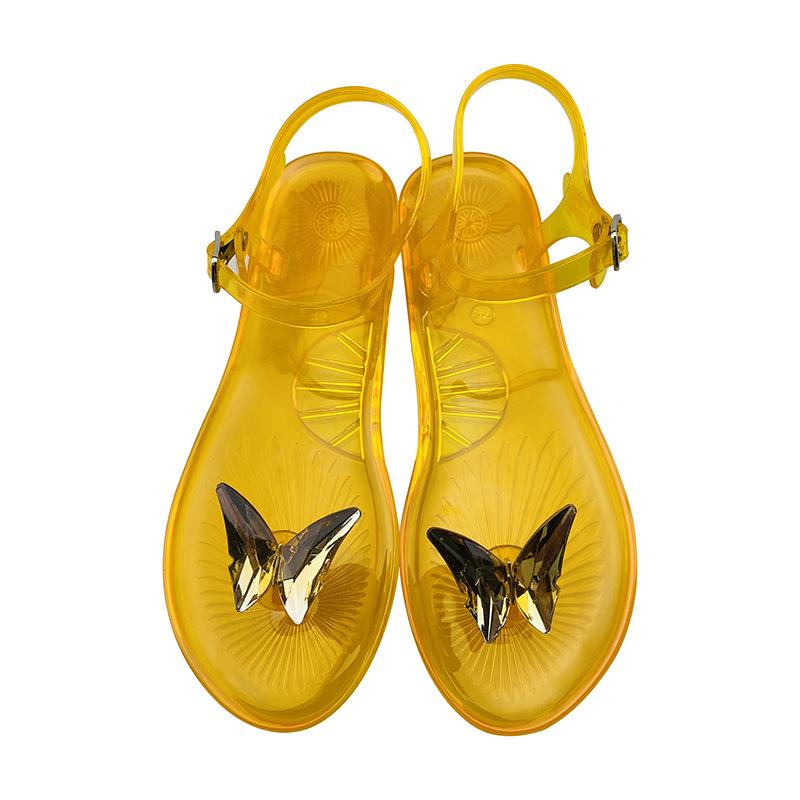 

Y2 Jelly Sandals Butterfly Inlaid Brick Fashion Transparent Pvc Shoes 42 помаранчевий