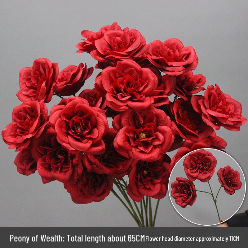 Wine Red Artificial Floral Bouquet - Chinese Wedding & Engagement Ceiling Decoration