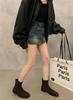 Flat-Bottomed Retro Suede Martin Boots Women'S Shoes Spring And Autumn Single Boots Rear Zipper Thin French Short Boots