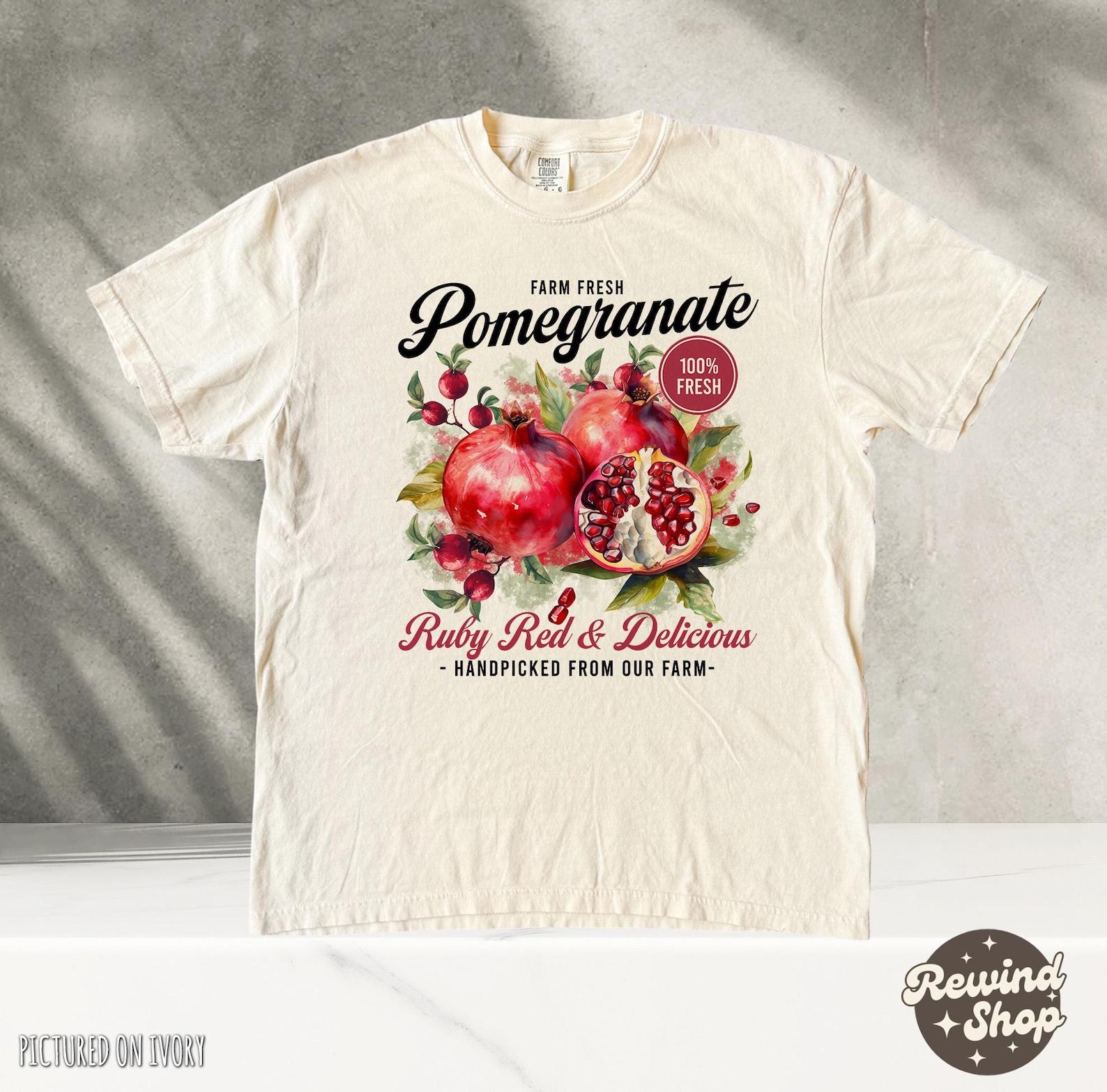 Retro Pomegranate Vintage Graphic Shirt, Pomegranate Shirt, 90s Style T Shirt, Fruit Tshirt, Comfort Colors Tshirt L