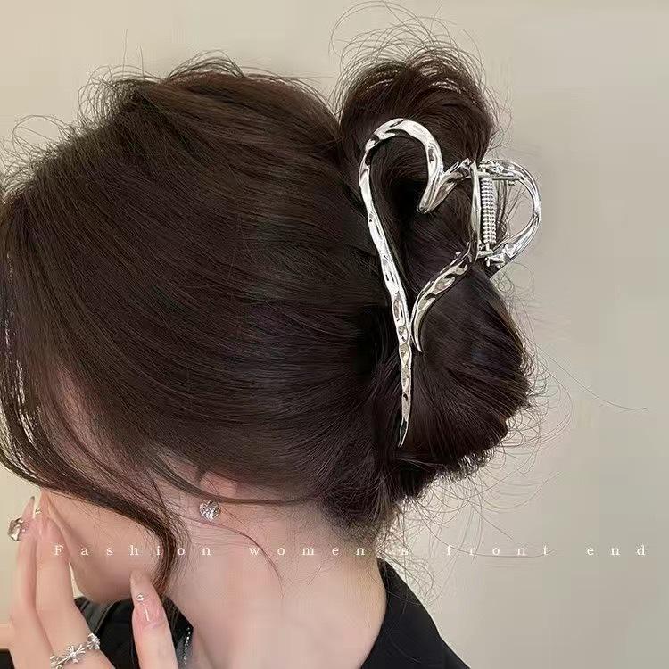 Pinza a morsetto in metallo ad alto livello con fiocco per capelli 2024 per donna: Pinza per Capelli a Forma di Squalo, Grande, Elegante, Stile Freddo, per la Nuca