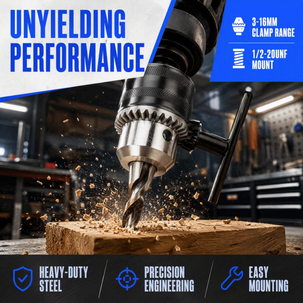 3-16mm Capacity Mini Key Type Drill Chuck Slotted Shank 1/4 Hex Adapter Drill Chuck Adapter 1/2-20UNF Thread Mini Chuck Key