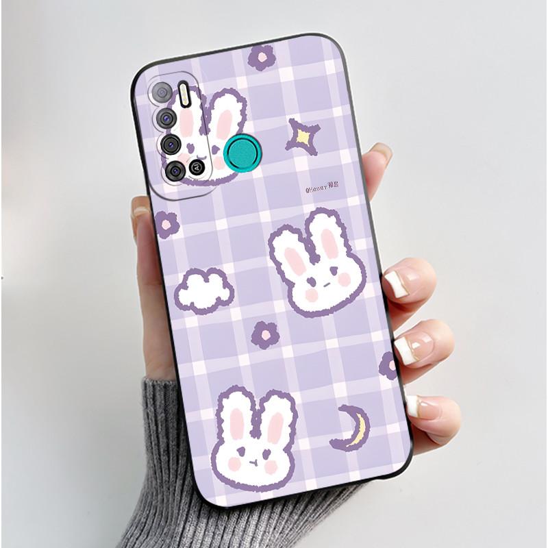 For Tecno Pouvoir 4 Pouvoir 4 Pro LC7 LC8 Case Luxury Cute Love Rabbit Funny Phone Casing Black Silicone Protective Back Cover