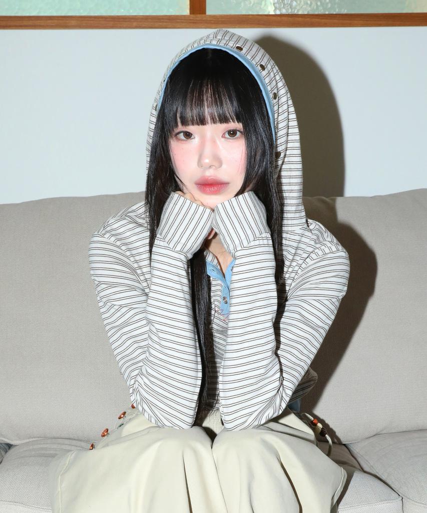 Wxt092 Kohane Striped Hoodie (Ivory)