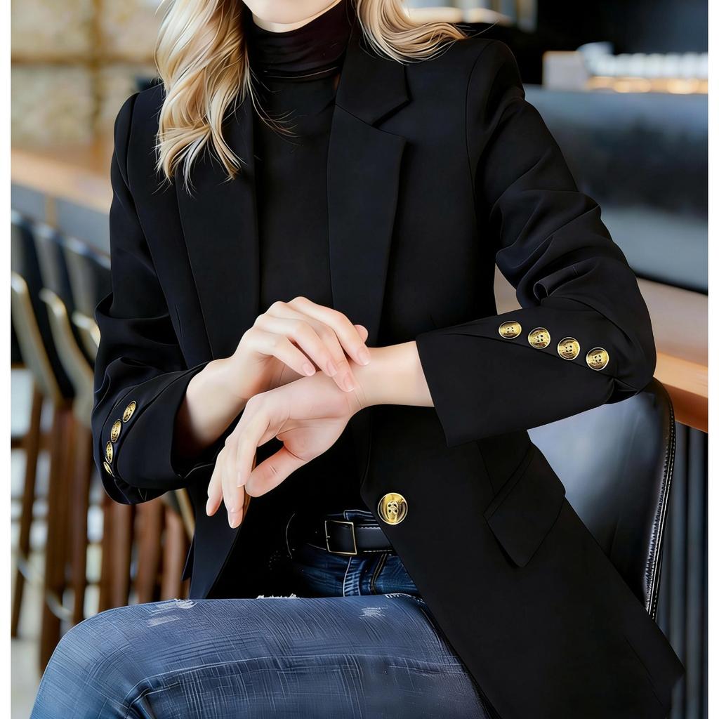 Women's Blazer, Casual Slim Fitted Suit Jacket, High-end Short Blazer for Petite Women, Spring Autumn Outerwear