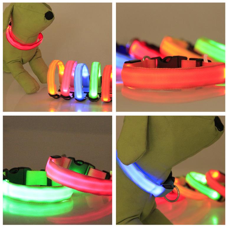 

Double-Sided LED Light-Up Pet Collar with Flat Fiber Design S розовый