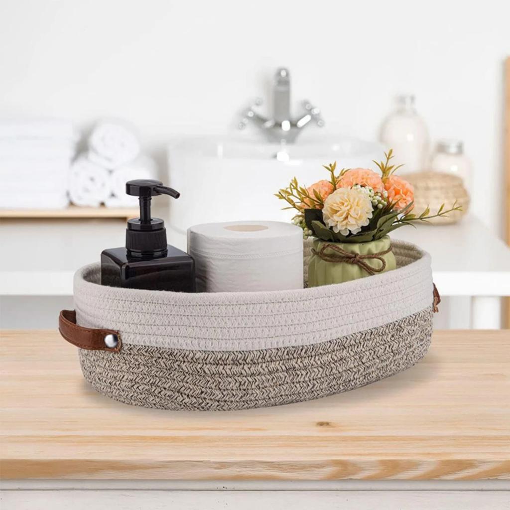 Oval Handle Bathroom Storage Basket Storage Basket Clothes Storage Box, Layered Finishing Box for Clothes and Pants