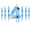 Blue Dog Paw Candles Number 1-7 Birthday Cake Decorations Cake Cupcake Topper for Boy and Girl Birthday Decoration