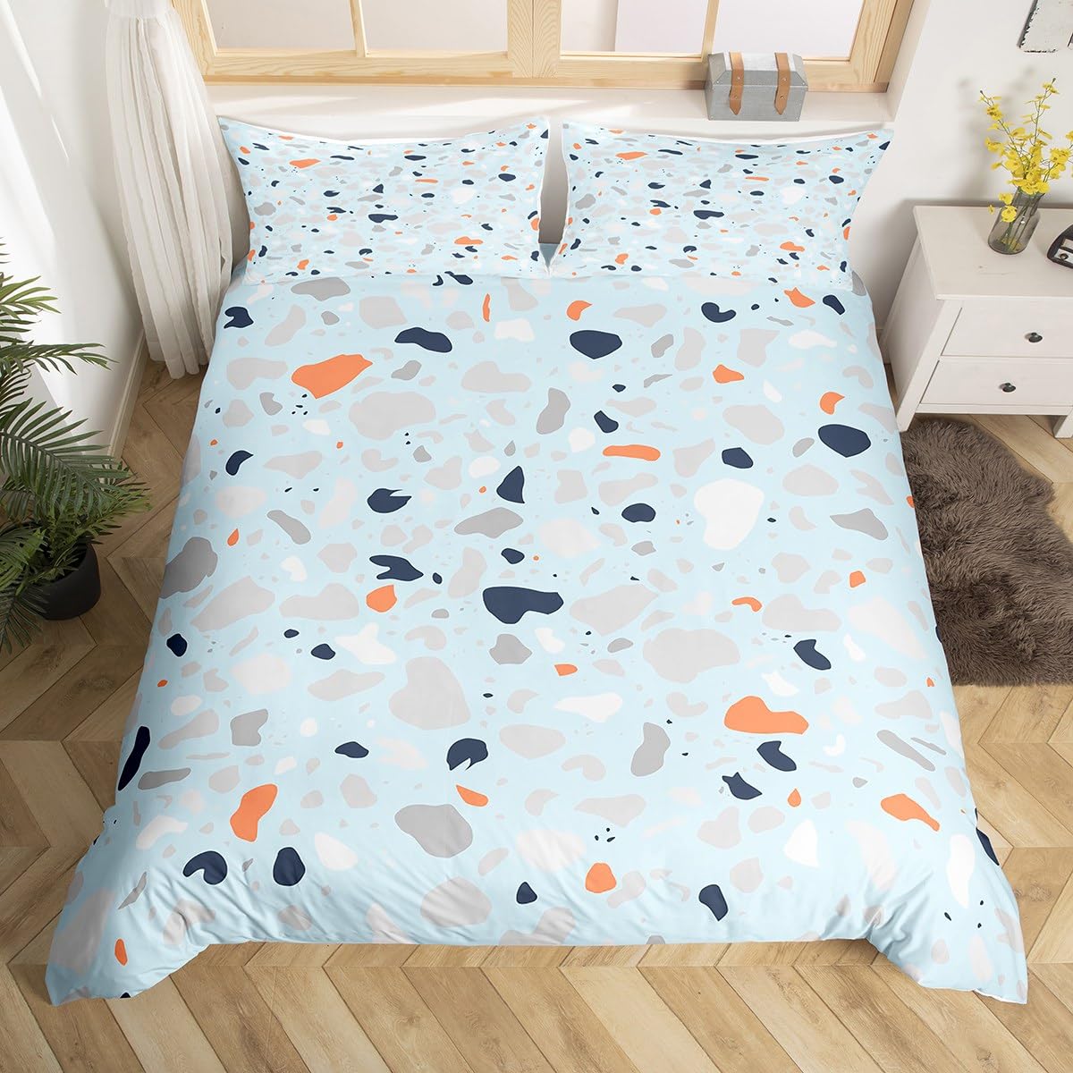 

Комплект постельного белья с абстрактным камнем, акварельный рисунок, современное искусство, пододеяльник, черный, синий, мраморный, покрывало, геометрия, мраморный узор, покрывало (135x200cm)