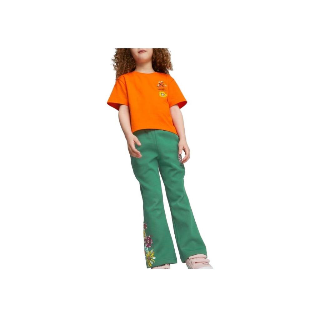 Puma Plant Round Neck Pullover Short Sleeve T-Shirt Kids Tops Orange 620512-23
