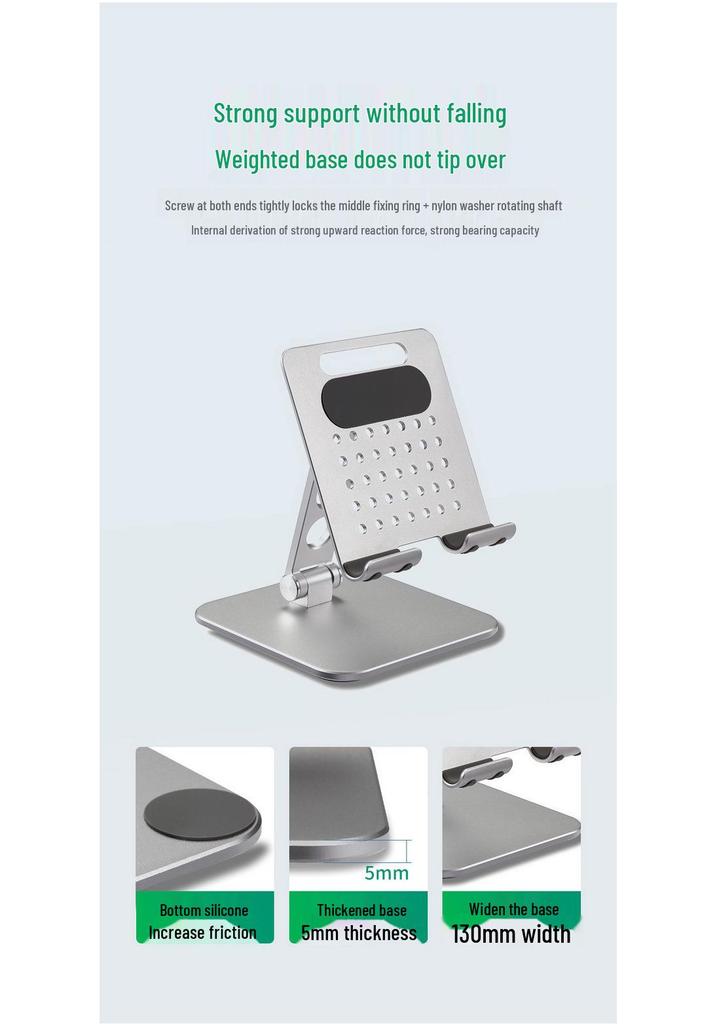 12-inch Aluminum Alloy Phone & Tablet Stand for Live Streaming, iPad Drawing & Learning, with Cooling Function