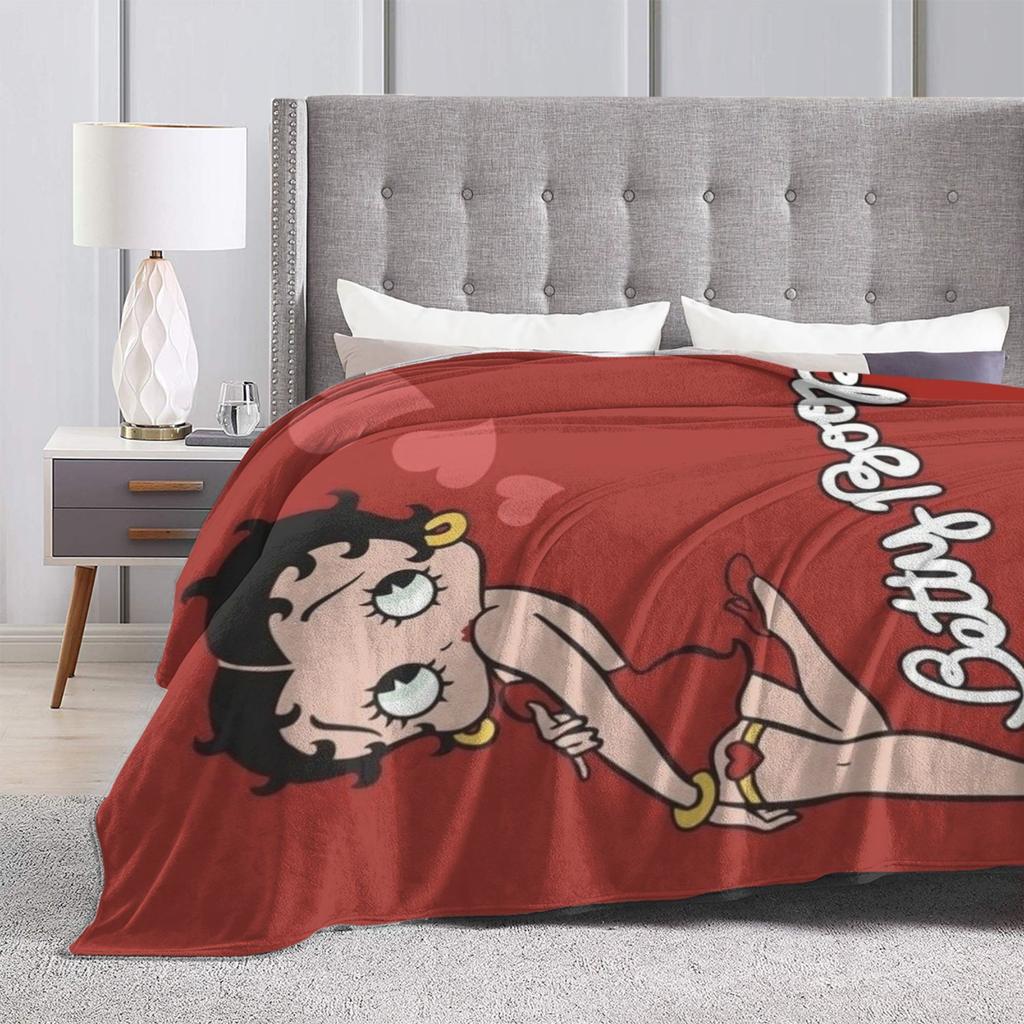 B-Bettys Boops Warm Blanket Kids Plush Throw Blanket Aesthetic Couch Chair Flannel Bedspread Sofa Bed Cover