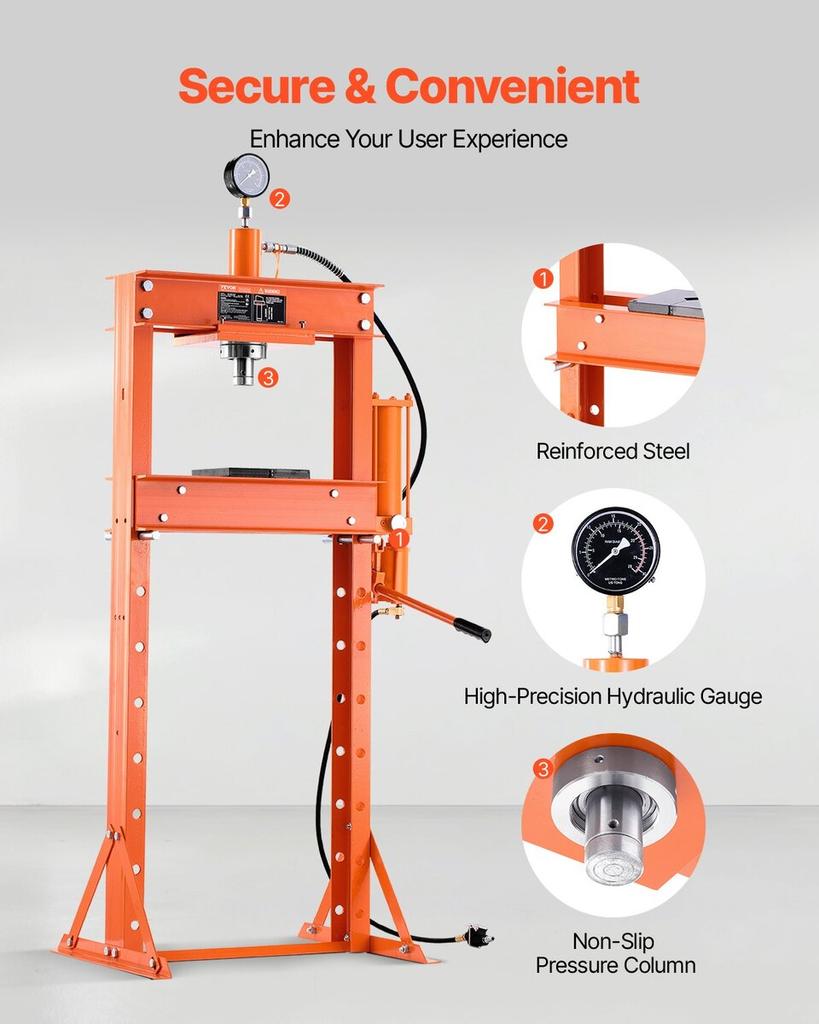 20 T Hydraulic Shop Press Hydraulic Press with Press Plate for Bending