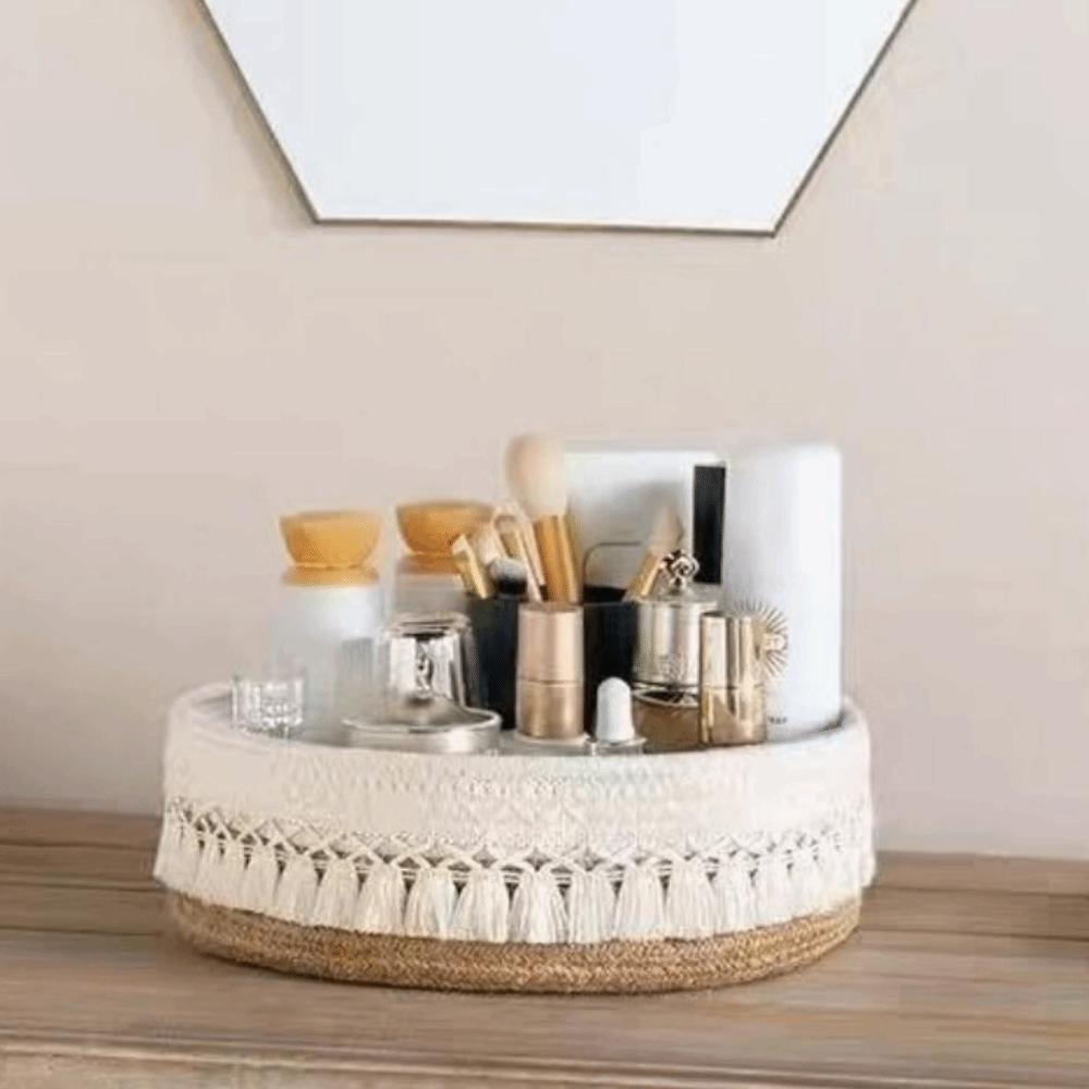 Large Capacity Cosmetic Storage Basket Cotton Rope Sundries Organizer for Household