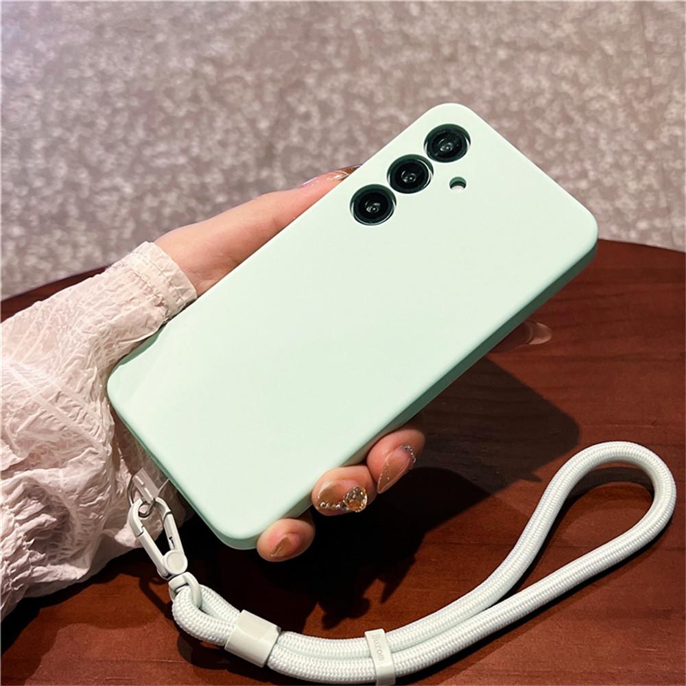 For Samsung Galaxy S25+ Case Precise Cutouts Liquid Silicone+PC Phone Cover with Wrist Strap