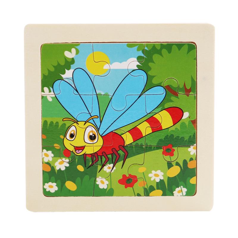 9-Piece Wooden Cartoon Animal Transport Jigsaw Toy for Early Education