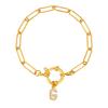 Bubble Buckle Zircon Initial A-Z Charm Bracelet, Stainless Steel Square Chain Bracelet for Women, 26 Letters Alphabet Jewelry