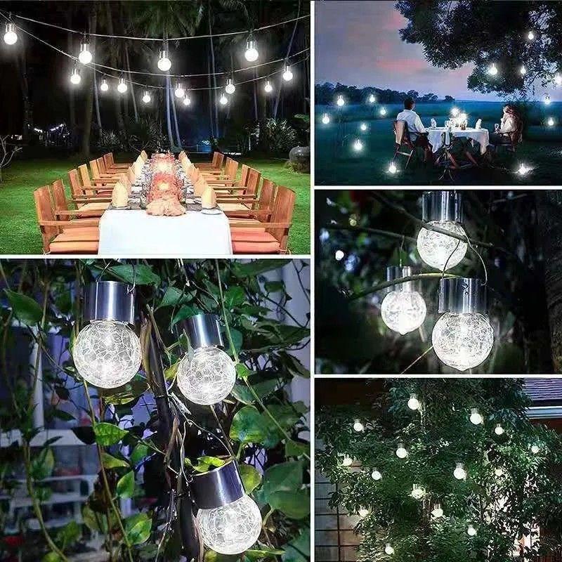 Waterproof Crackle Solar Hanging Ball Lights for Outdoor Decor