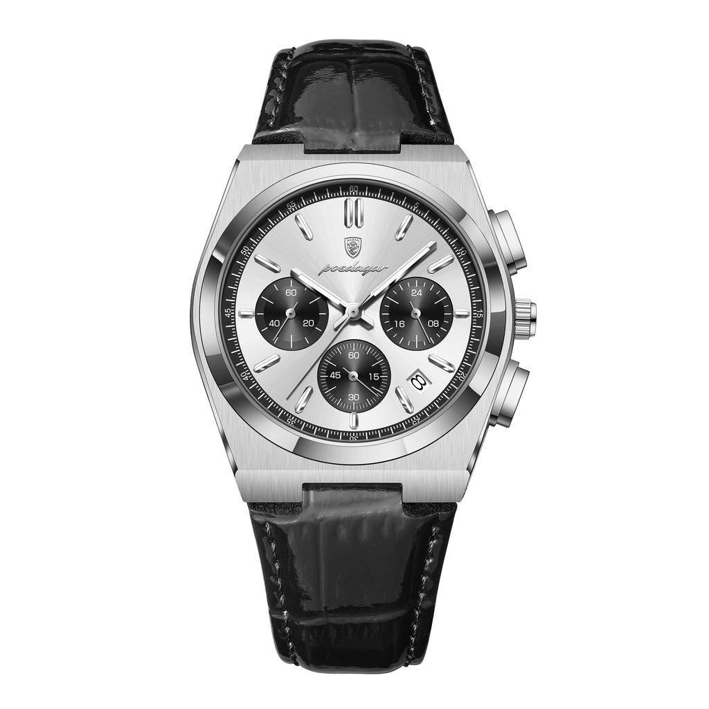 Luxusní pánské hodinky Vysoce kvalitní vodotěsné hodinky s chronografem Luminous Pánské náramkové hodinky Kožené pánské Quartz hodinky Casual Clock
